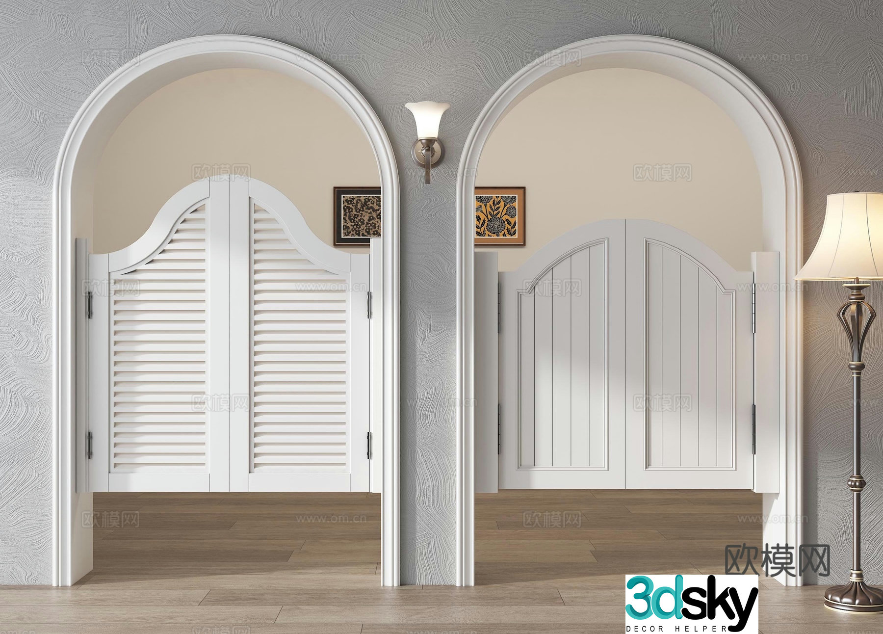 American French half-waist door Mediterranean pastoral cowboy door Half-waist door Courtyard door Fence door 3D model