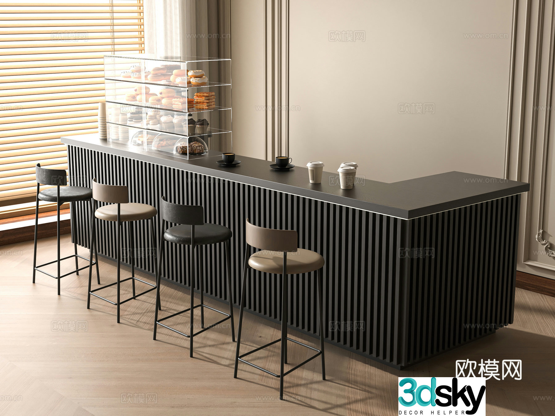 Modern cafe bar 3d model