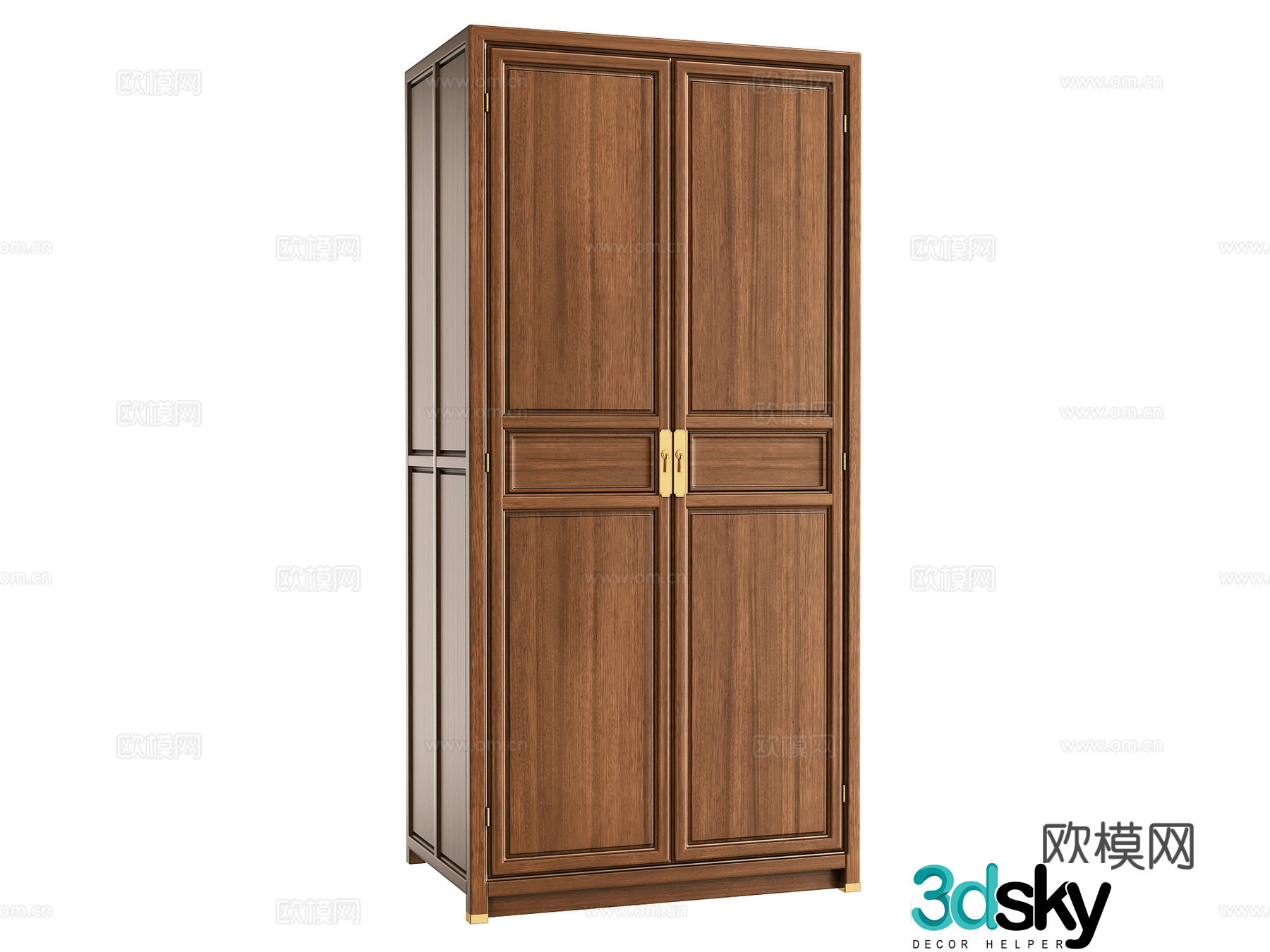 New Chinese style double door wardrobe 3D model
