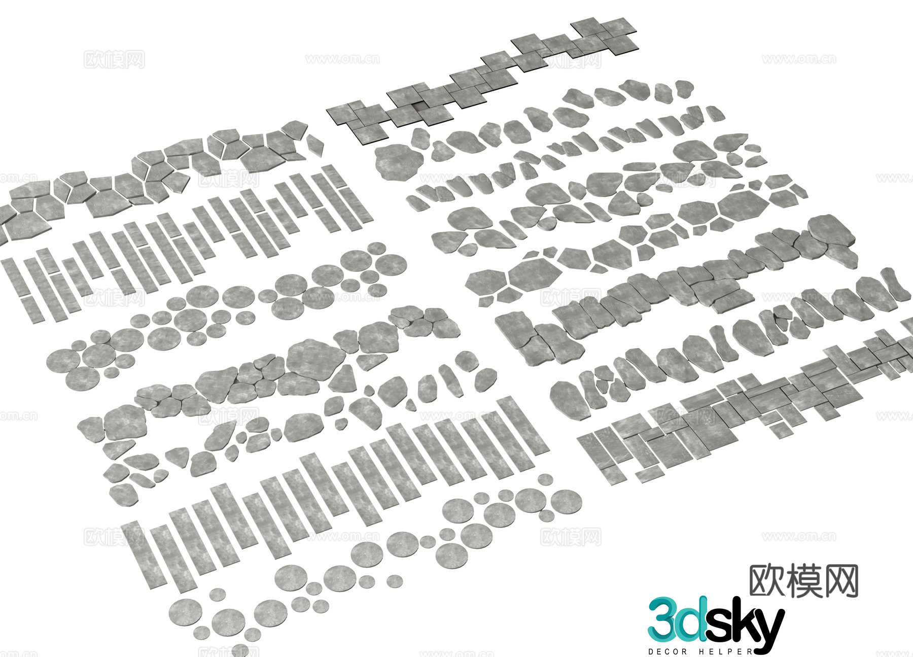 Tingbu Sketch Bluestone Slab Gravel Trail 3D Model