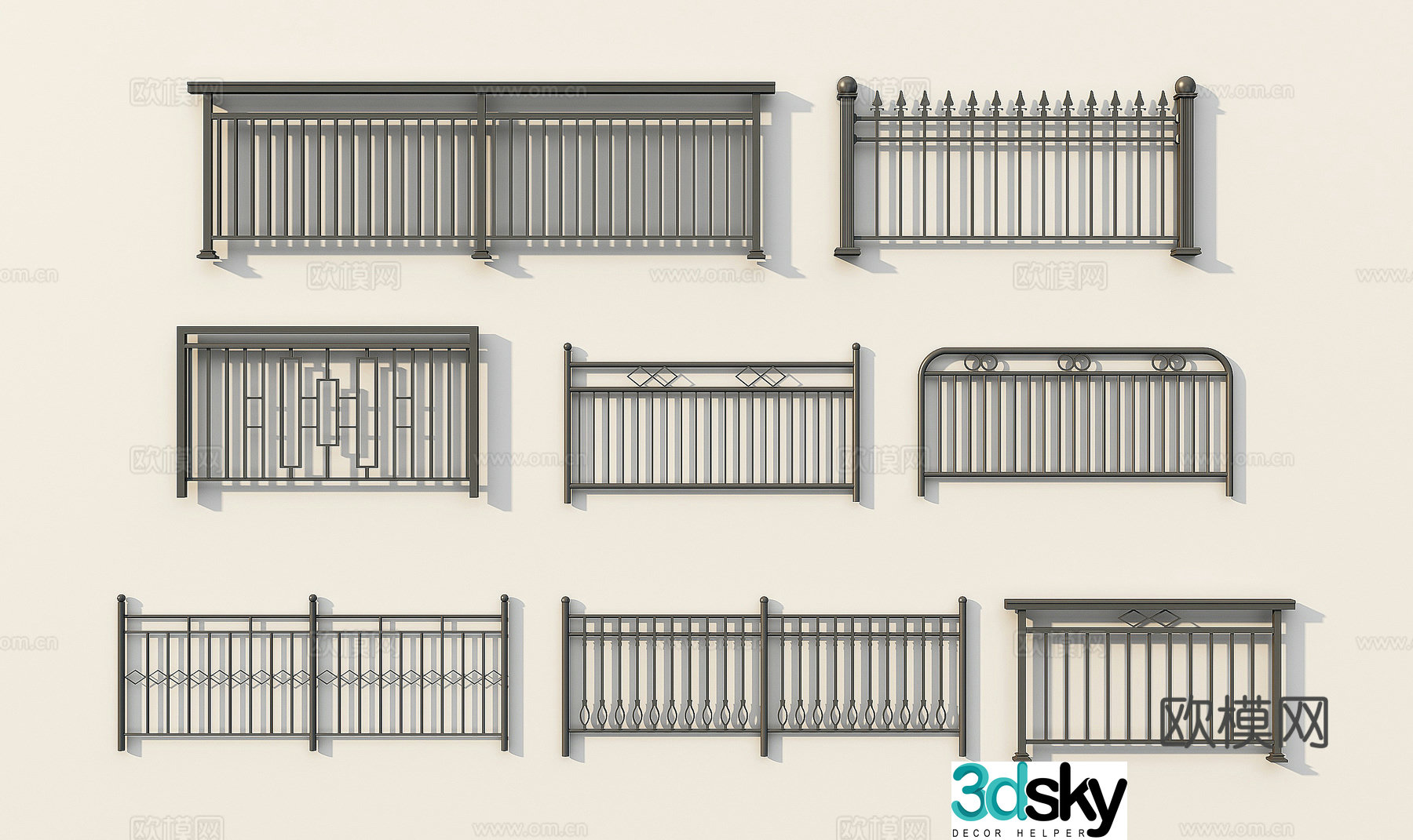 Modern guardrail 3d model