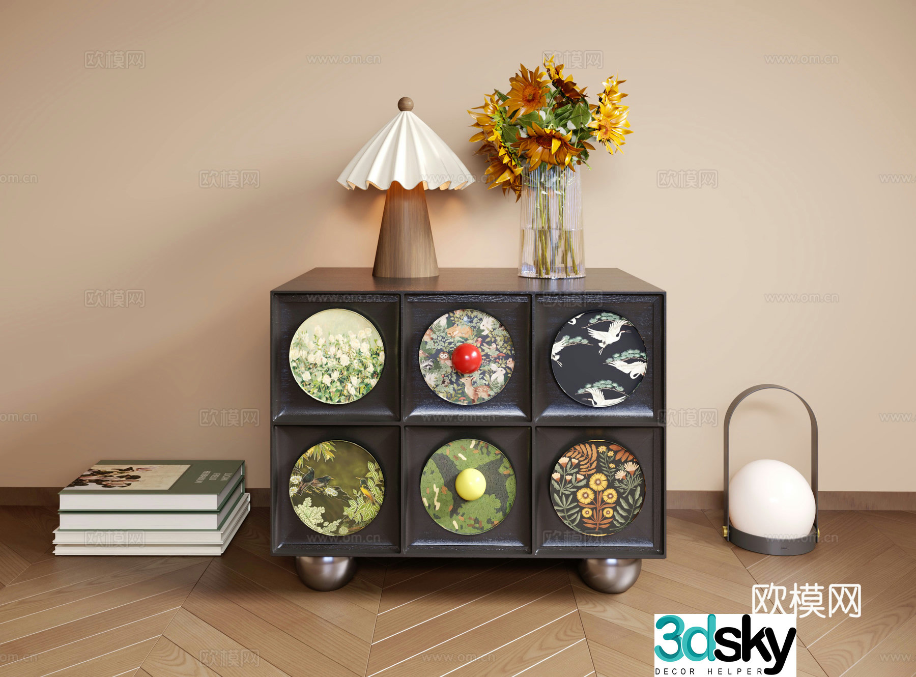Medium retro bedside table 3d model