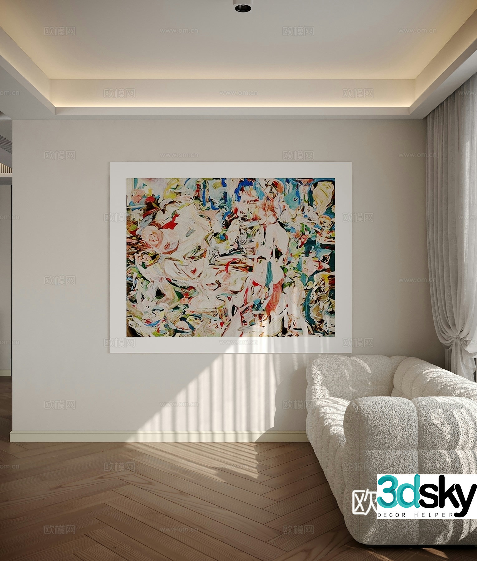 Modern hanging paintings decorative paintings abstract paintings 3d model