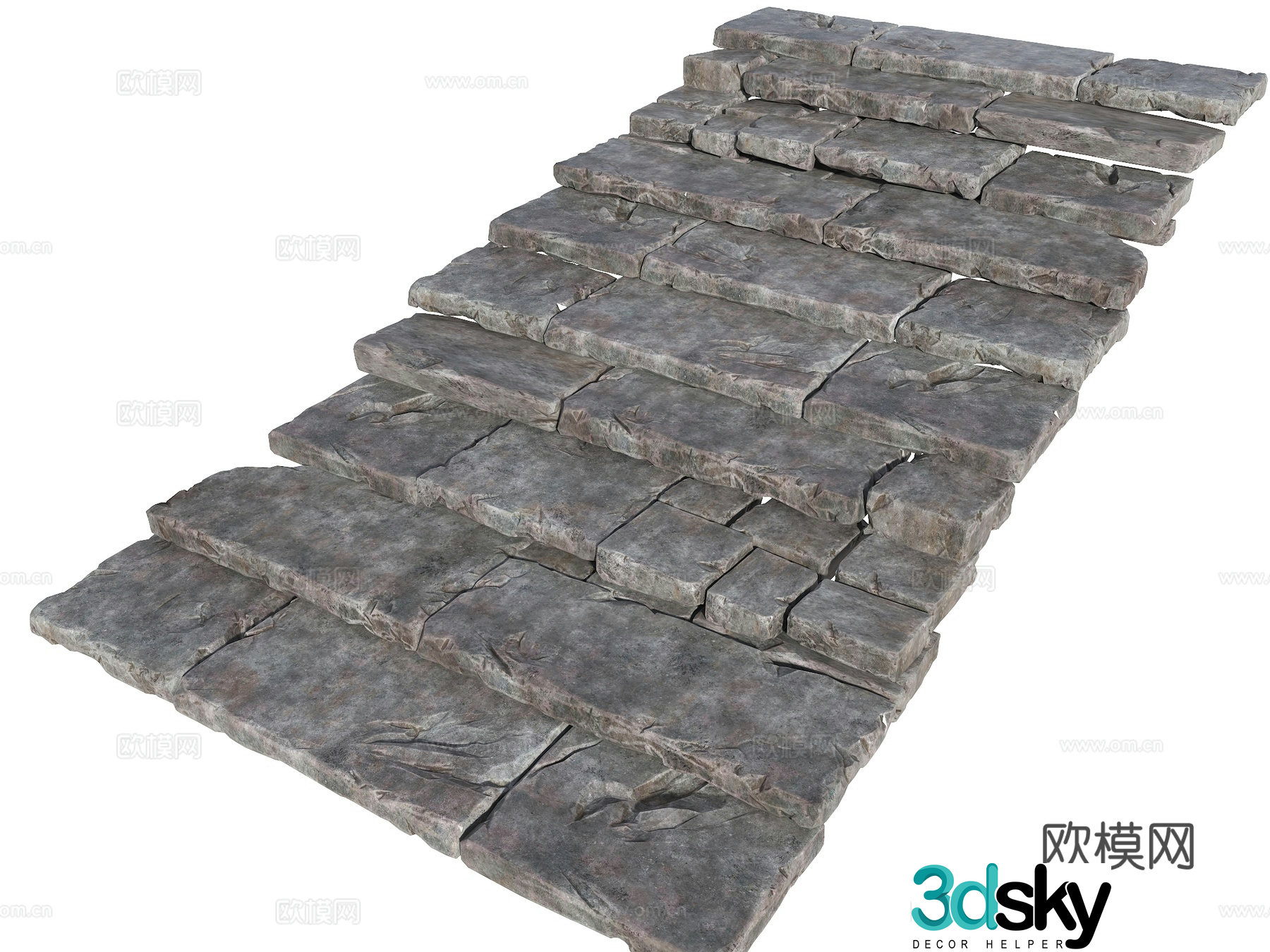 Bluestone slab steps Park slab old stone slab steps Rural wool stone slab steps Natural stone slab steps 3D model