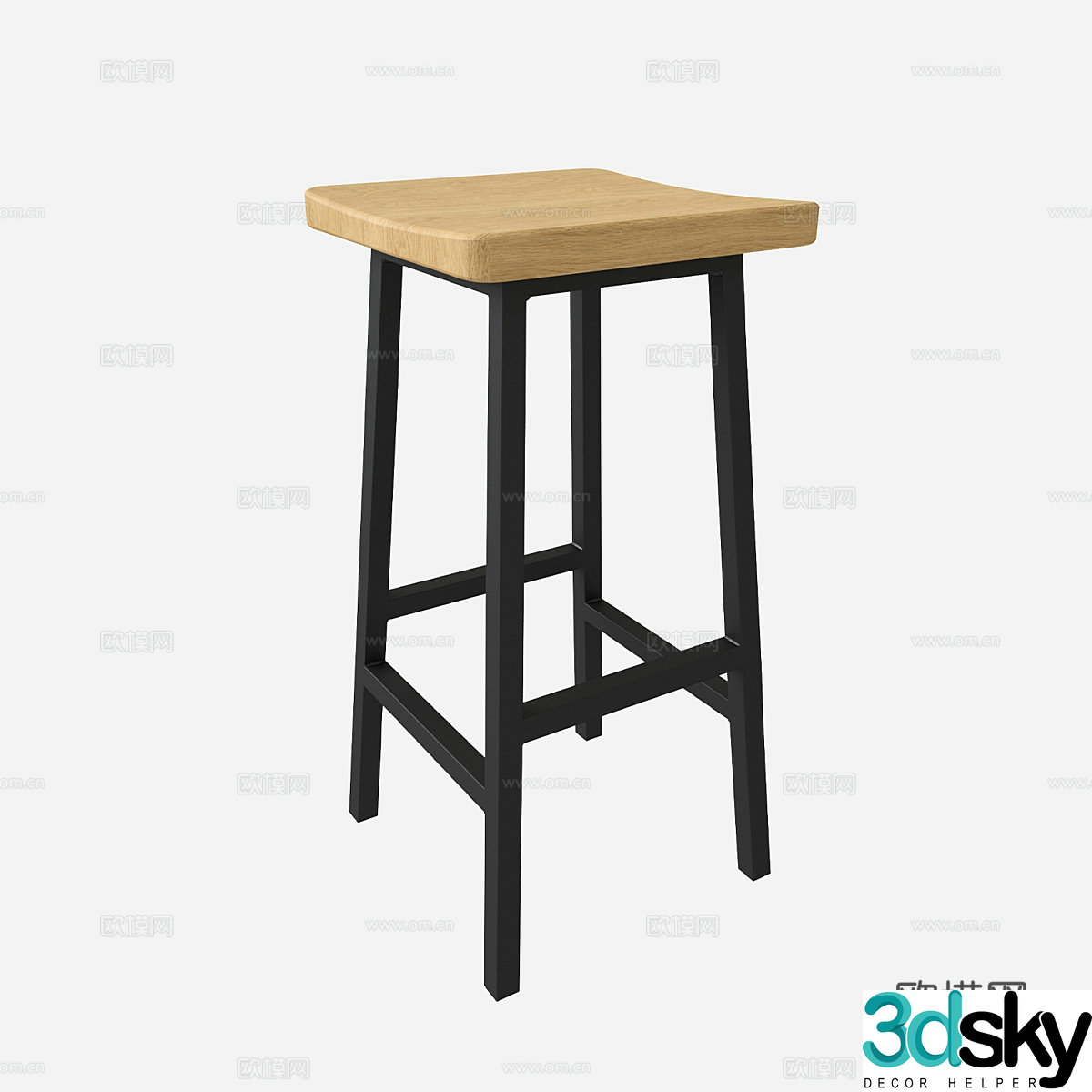 Nordic simple bar chair chair simple chair bar stool 3d model