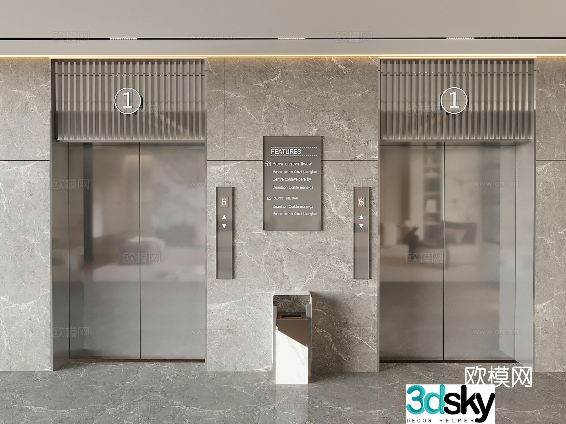 Hotel lift elevator office elevator hall button lobby stainless steel elevator 3D model