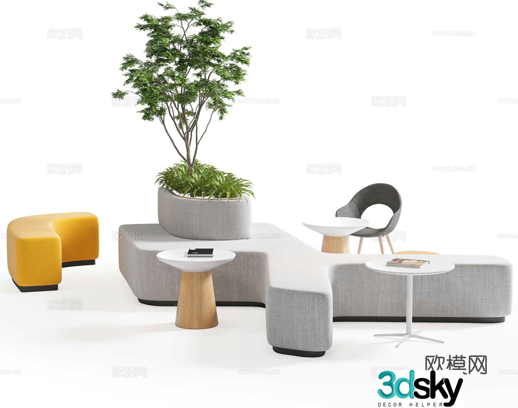 Modern card sofa combination office and leisure sofa module sofa leisure area sofa group sand-piece 3D model