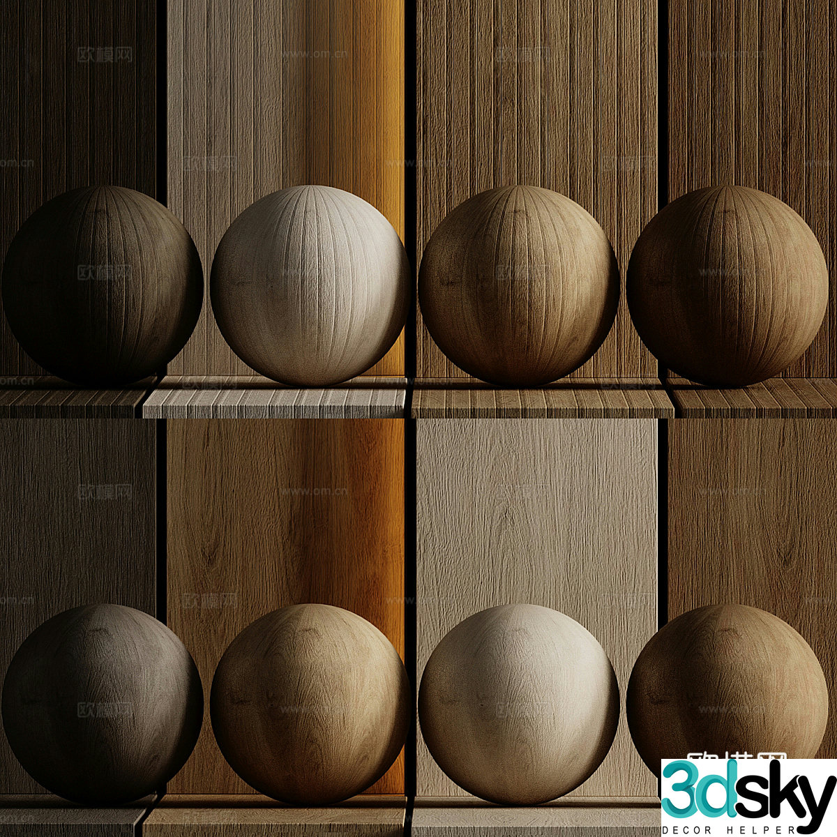 New Chinese wood grain wood veneer material 3D model