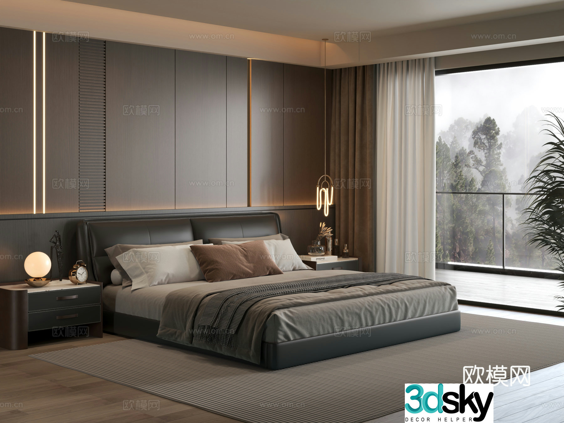 Modern bedroom Italian bedroom Bedroom Bedroom Bedroom Background Wall 3D Model