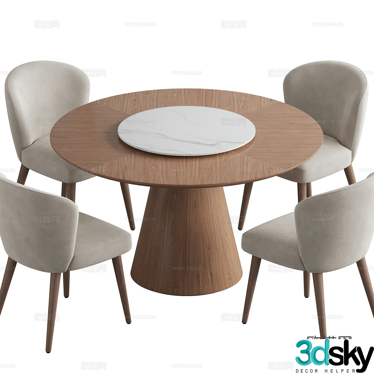 Dining table and dining chair 3d model