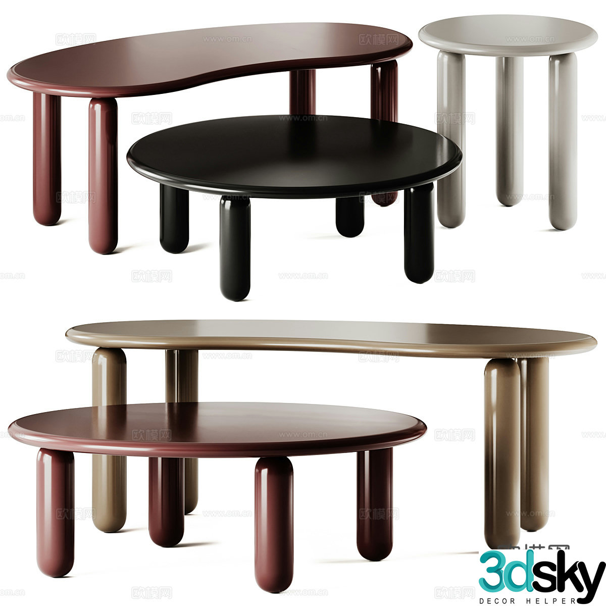 Modern Italian Kartell Undique Mas Coffee Table 3D Model