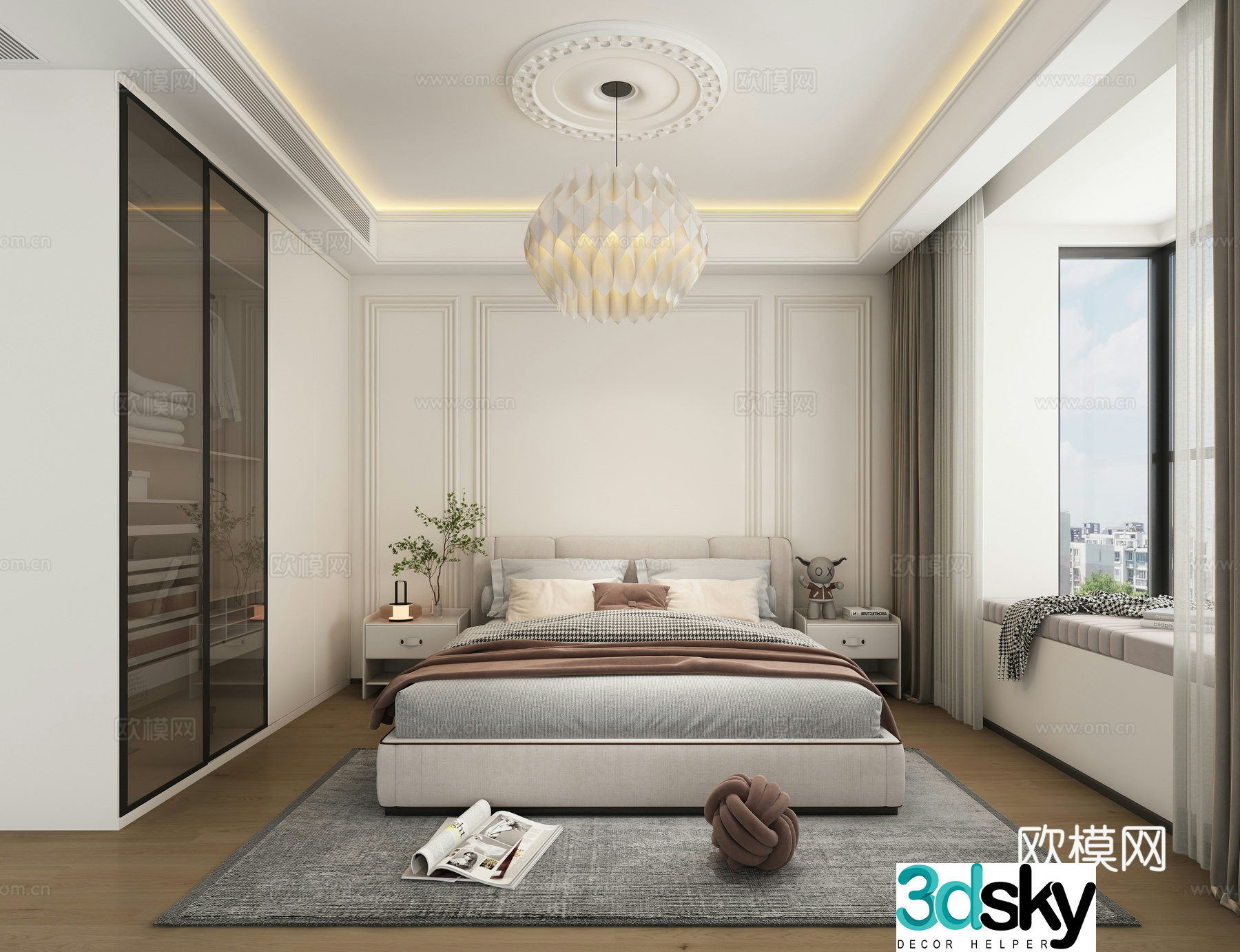 Modern medieval bedroom 3d model