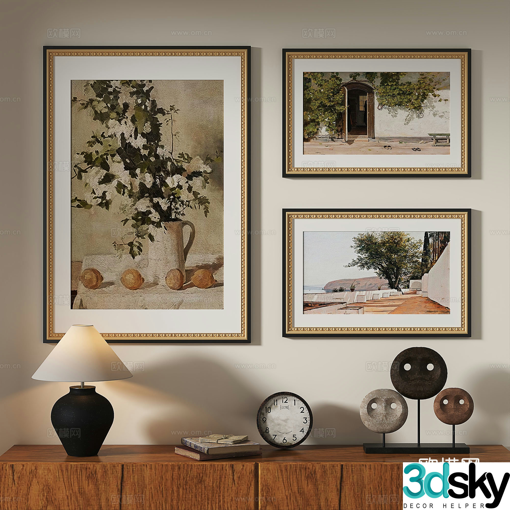Modern French retro medieval oil painting abstract decorative painting 3d model