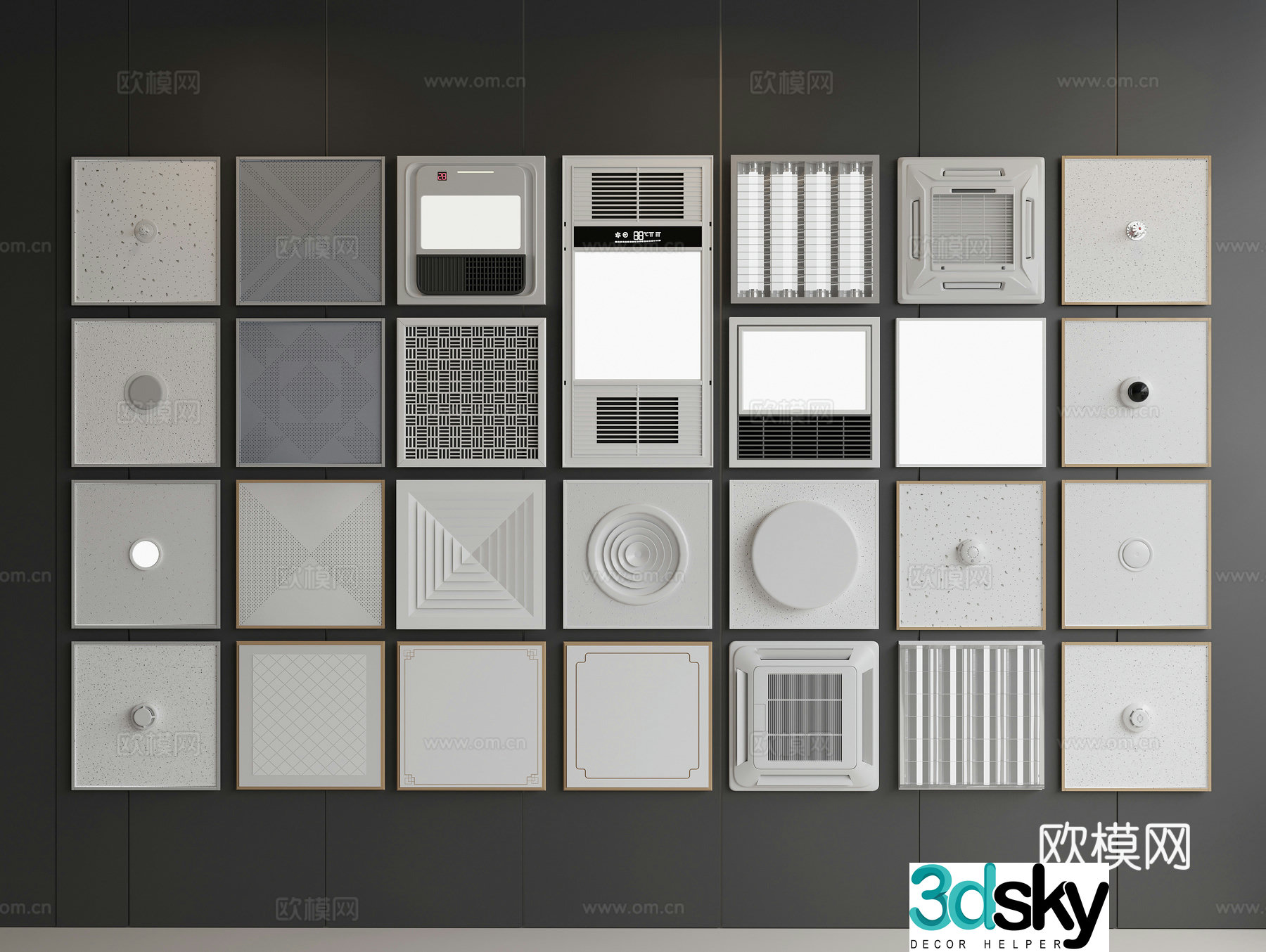 Aluminum buckle ceiling honeycomb ceiling integrated ceiling bathroom ceiling kitchen ceiling 3D model