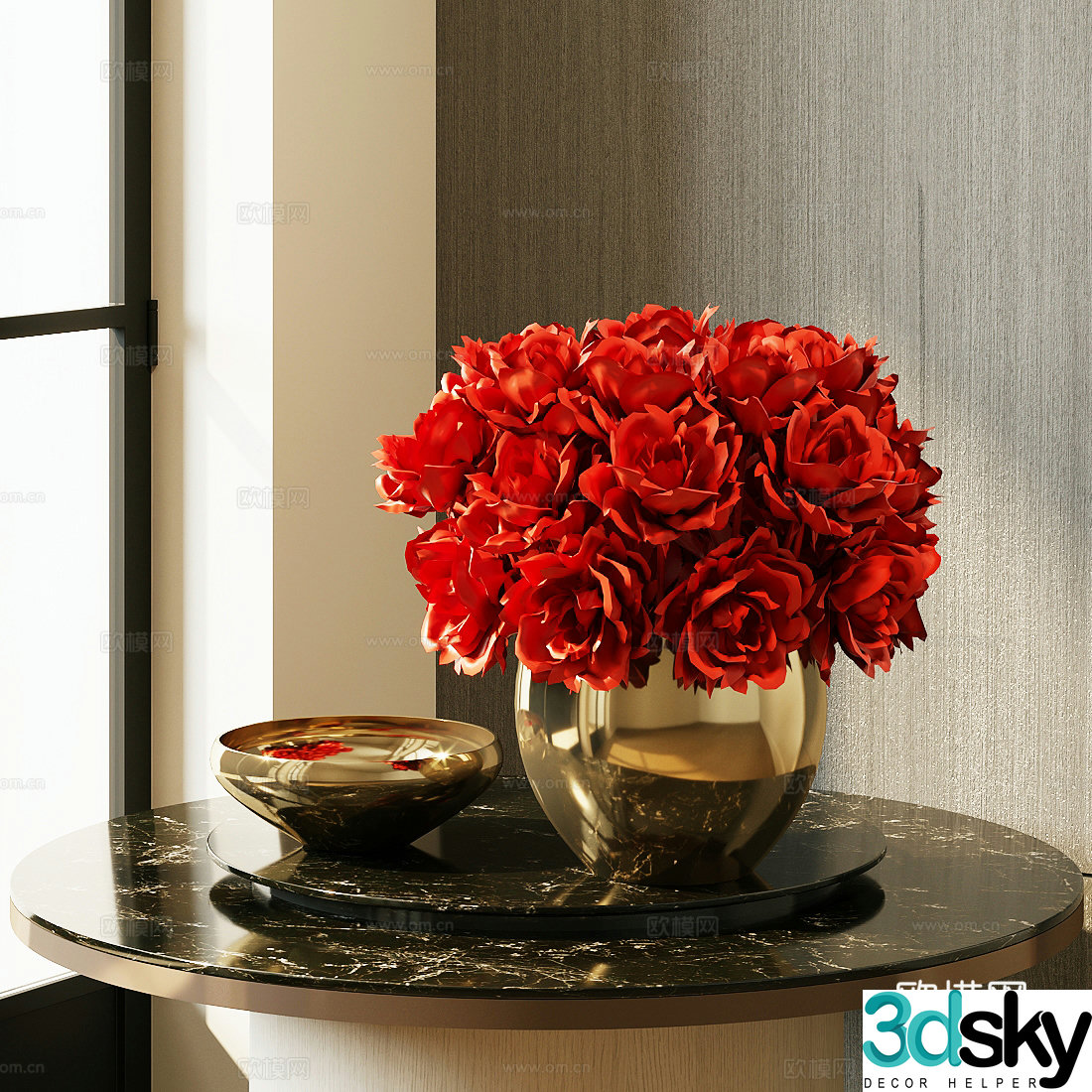 Modern flower art Indoor landscape flower art Living room dining table vase ornaments Hotel lobby flower art ornaments 3D model