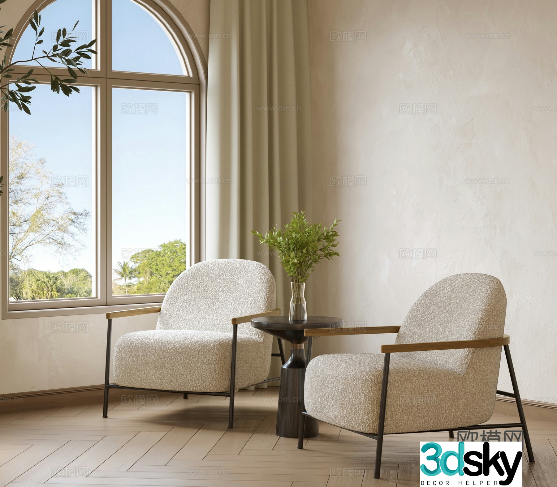Modern leisure table and chairs leisure chairs round edges corner table and chairs negotiation table and chairs balcony 3D model