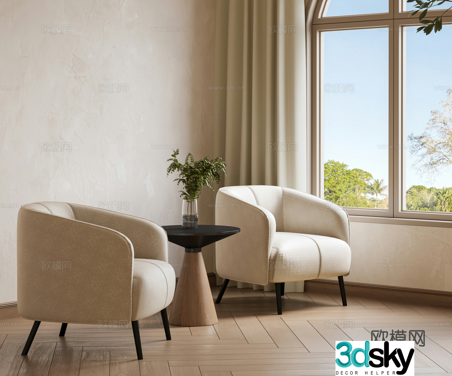 Modern leisure table and chairs leisure chairs round edges corner table and chairs negotiation table and chairs balcony 3D model