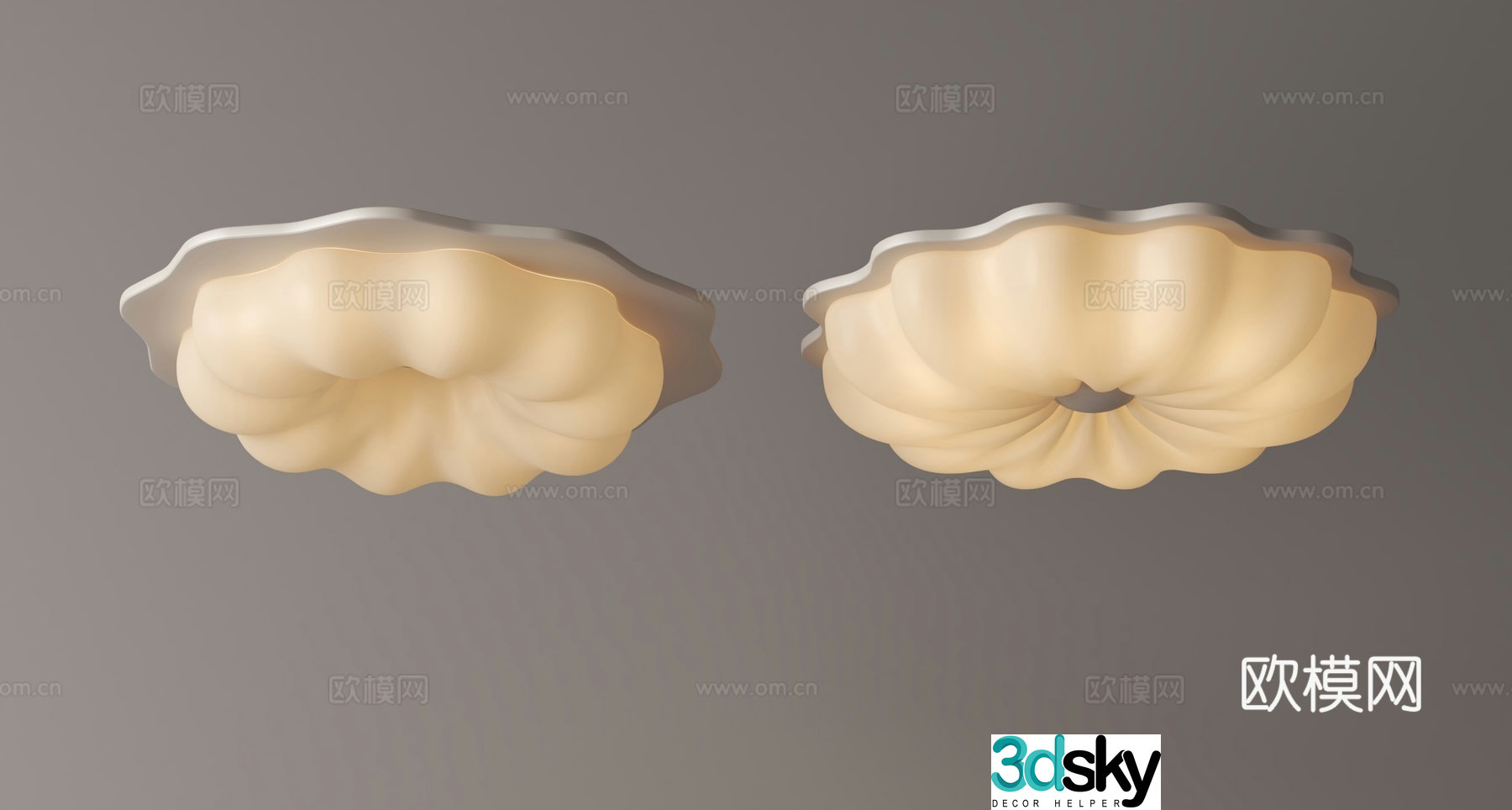 Modern Cream Ceiling Light 3D Model