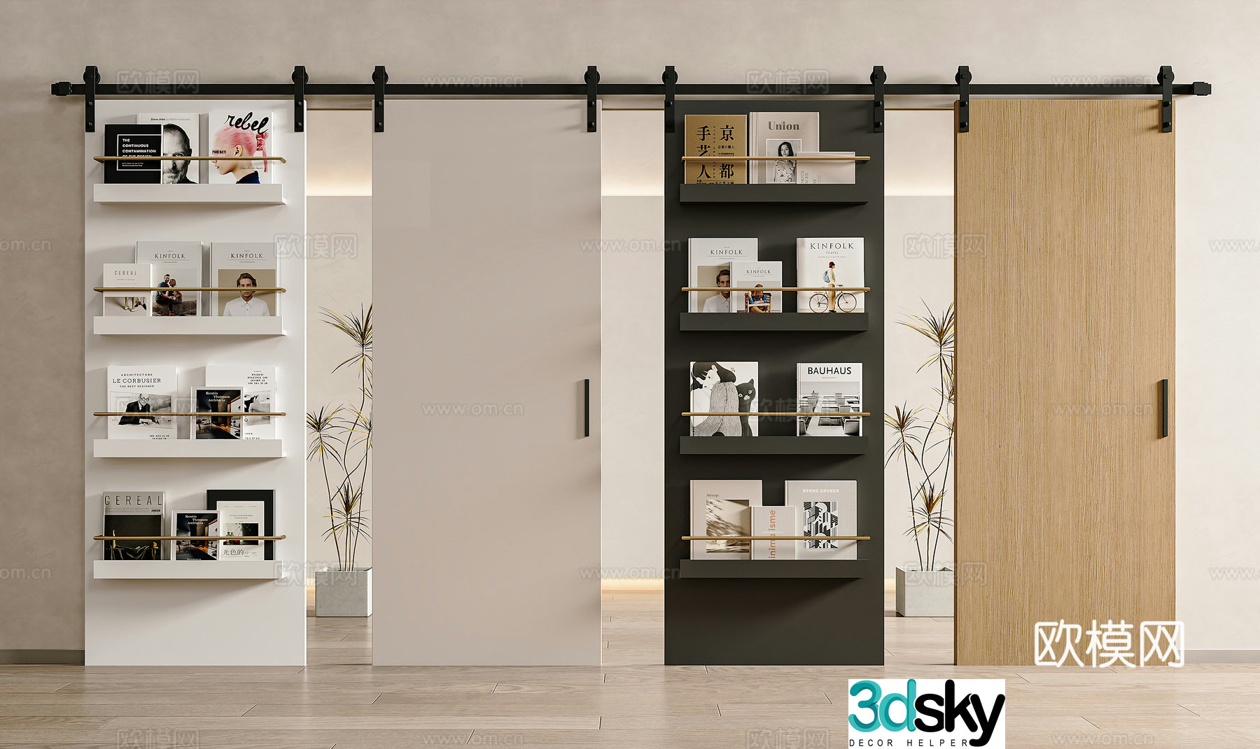 Modern medieval sliding door Barn door Medium magazine rack Medium decorative rack Sliding door Wooden door 3d model