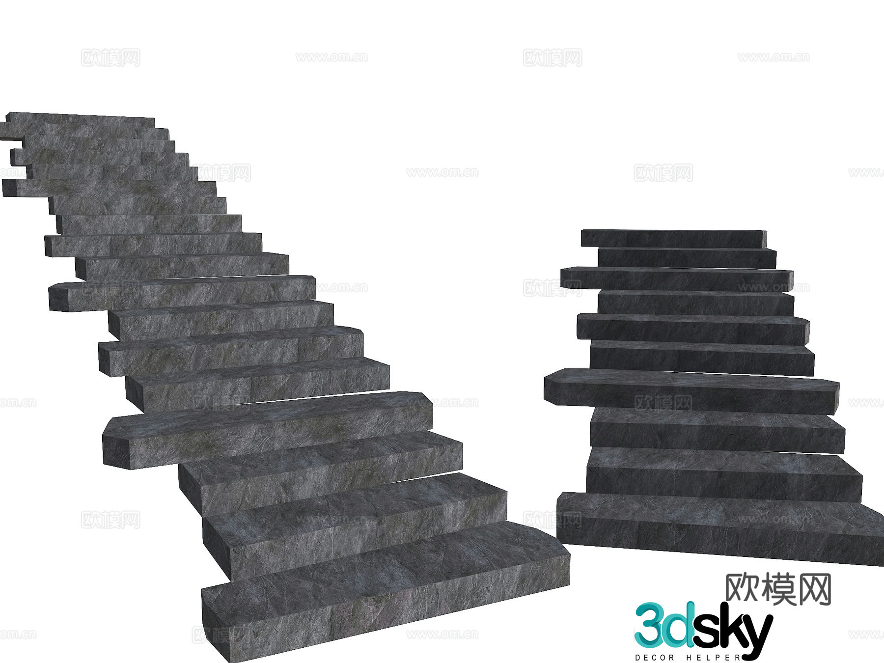 Bluestone slab steps Park slab old stone slab steps Rural wool stone slab steps Natural stone slab steps 3D model