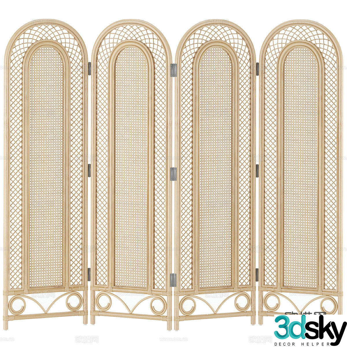 New Chinese style bamboo and rattan screen 3D model