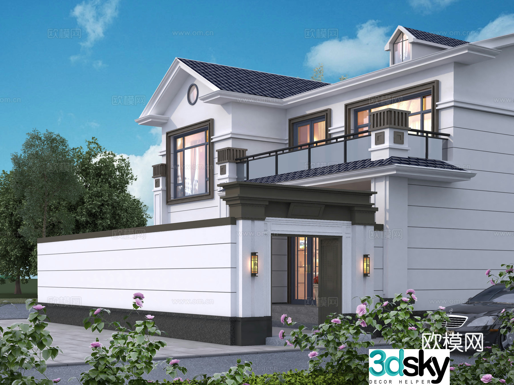 Self-built house villa building exterior single-family villa 3d model