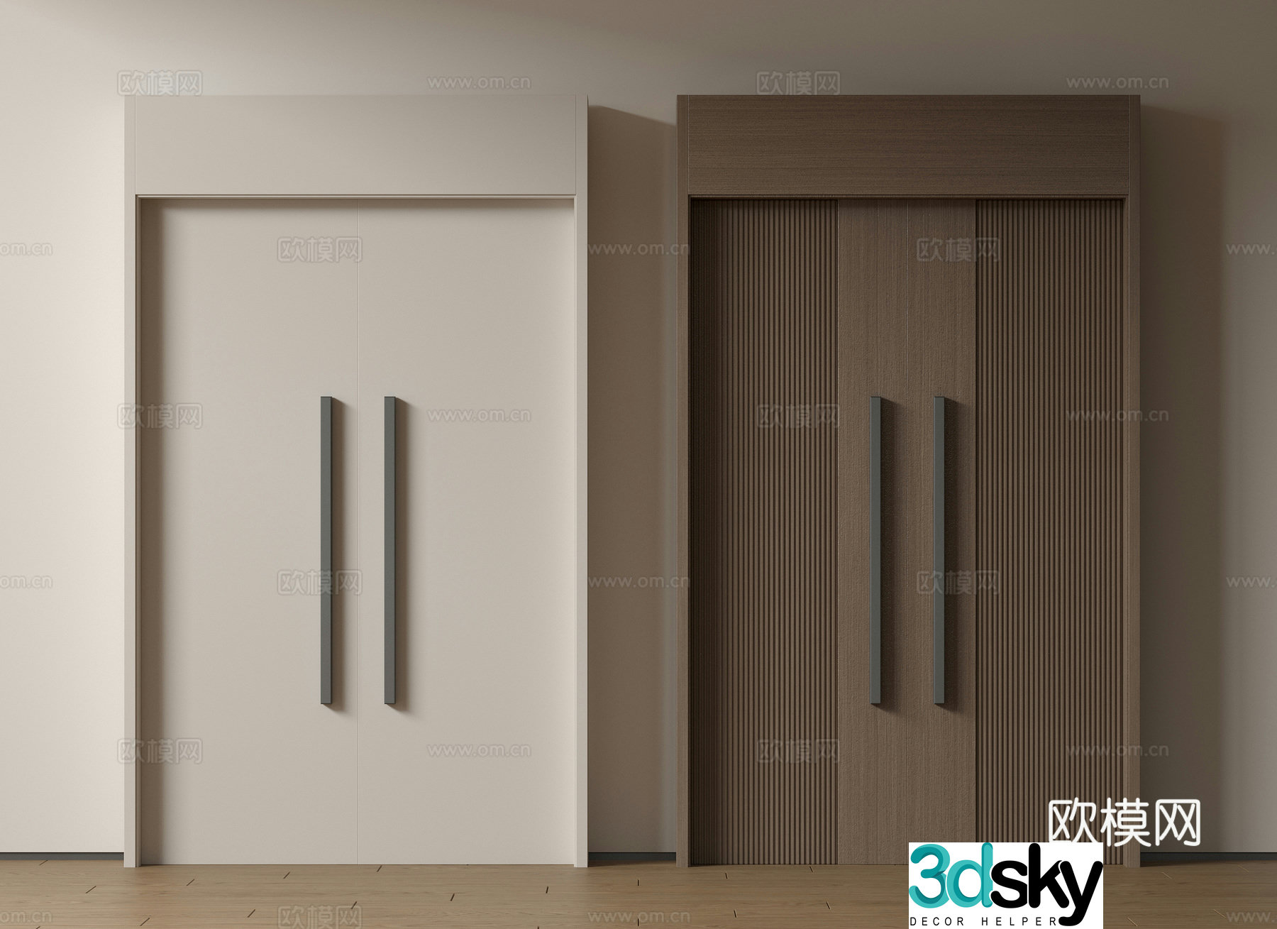 Modern double-opening door swing door entrance door security door top double-opening door main door mother and child door 3D model