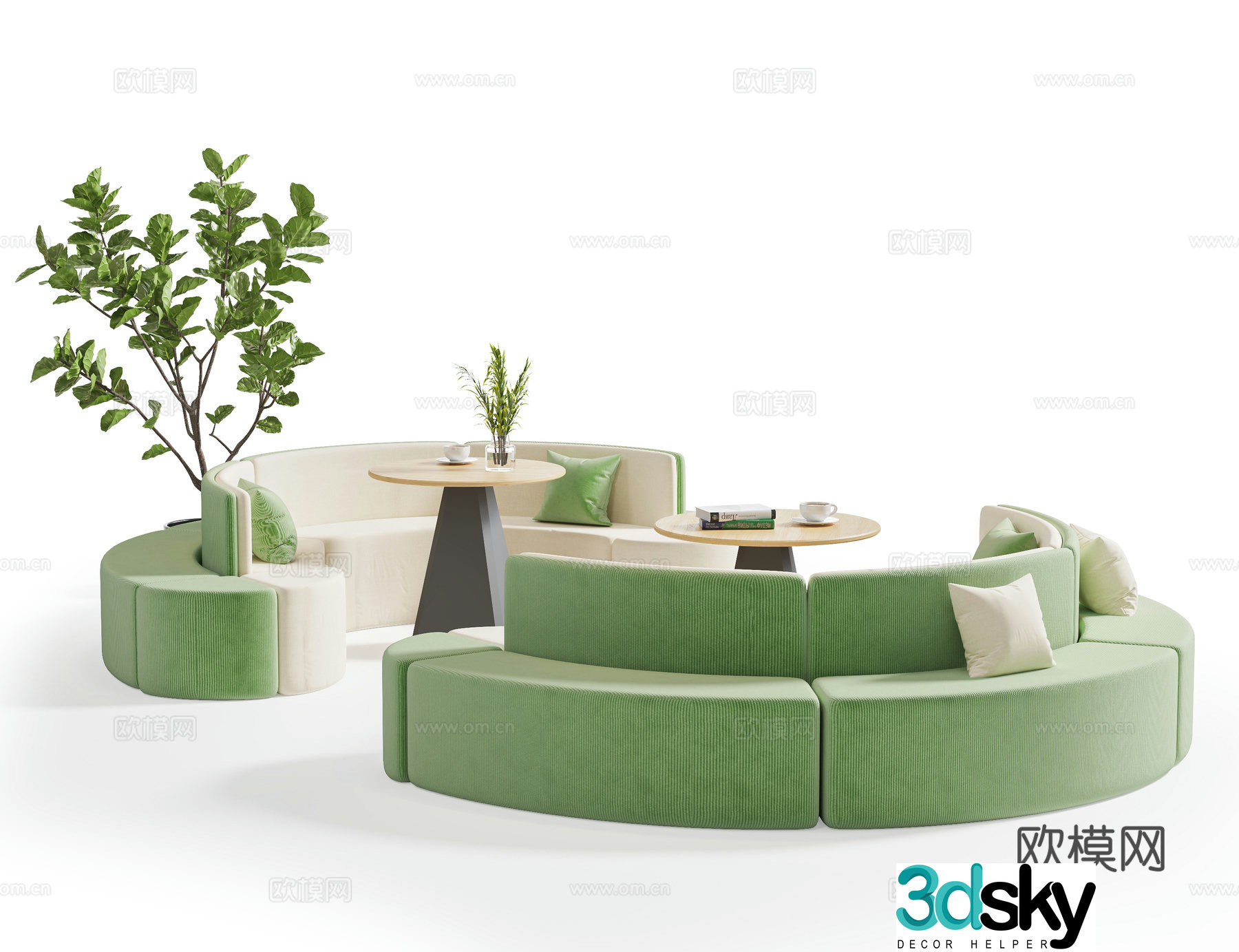Modern card sofa combination curved sofa office casual sofa module sofa leisure area sand 3D model
