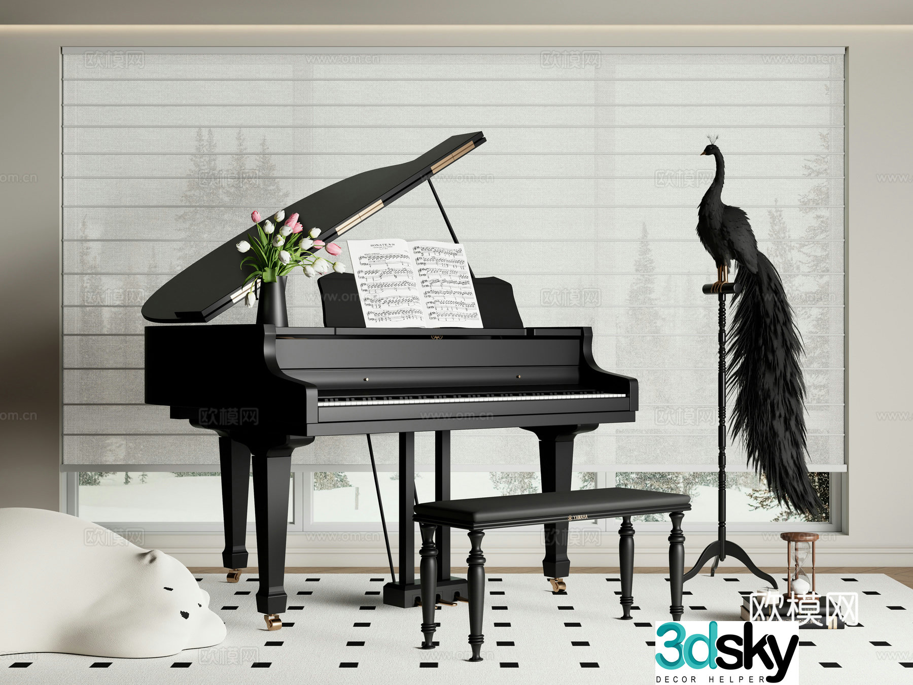 Piano Grand Piano Musical Instrument 3D Model