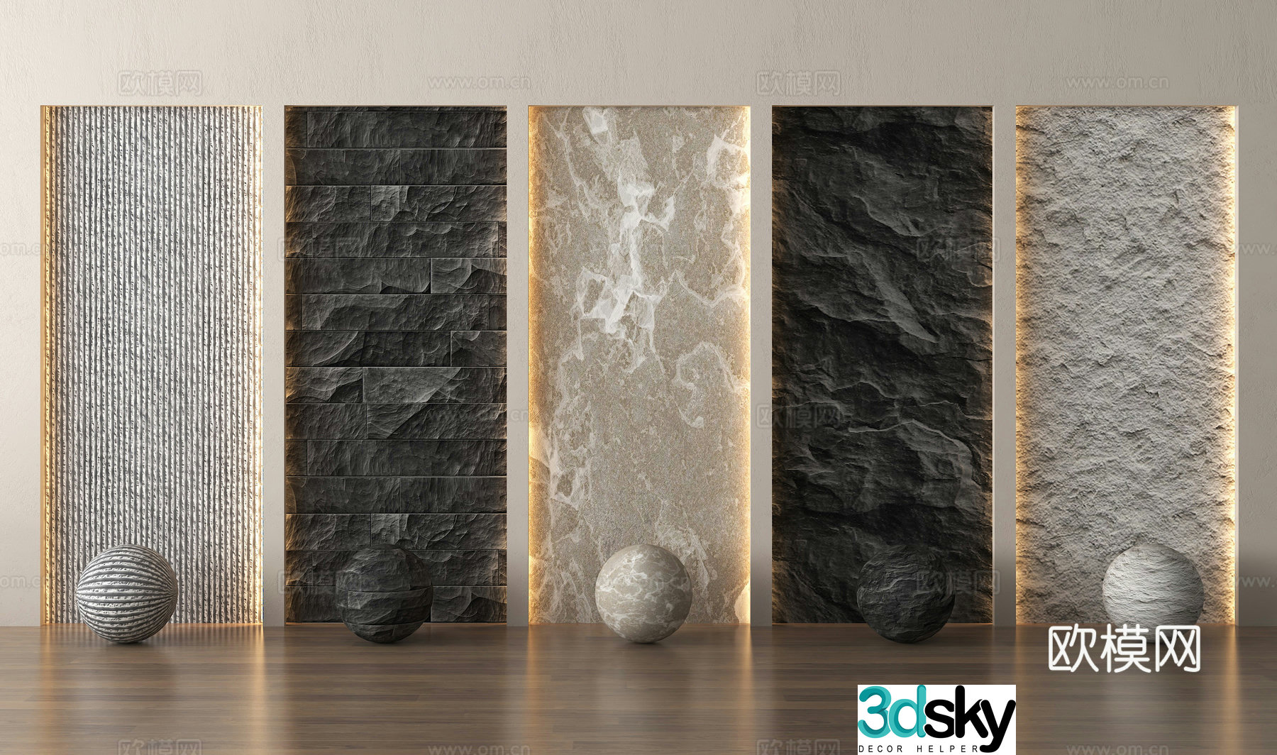 Stone marble stone wall panel terrazzo background wall stone 3d model
