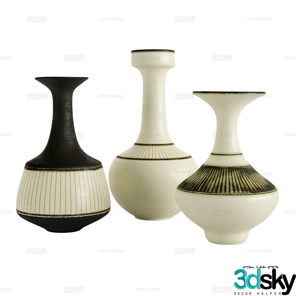 New Chinese style Wasabi pot vase 3D model
