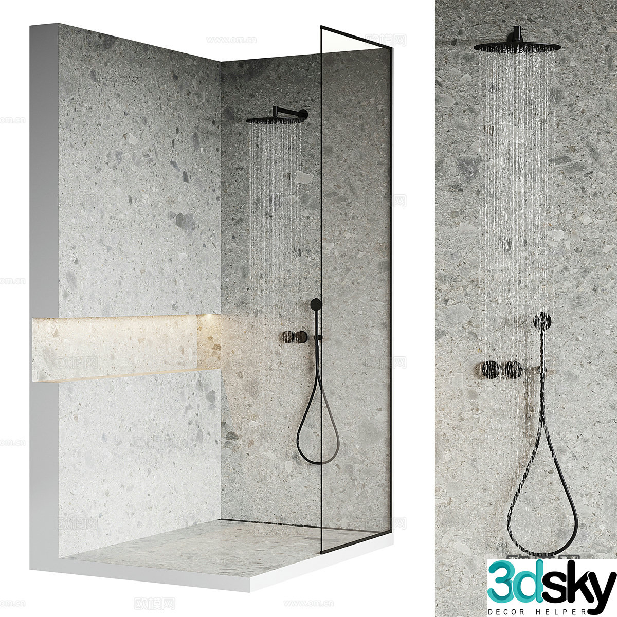 Modern Italian shower room 3d model