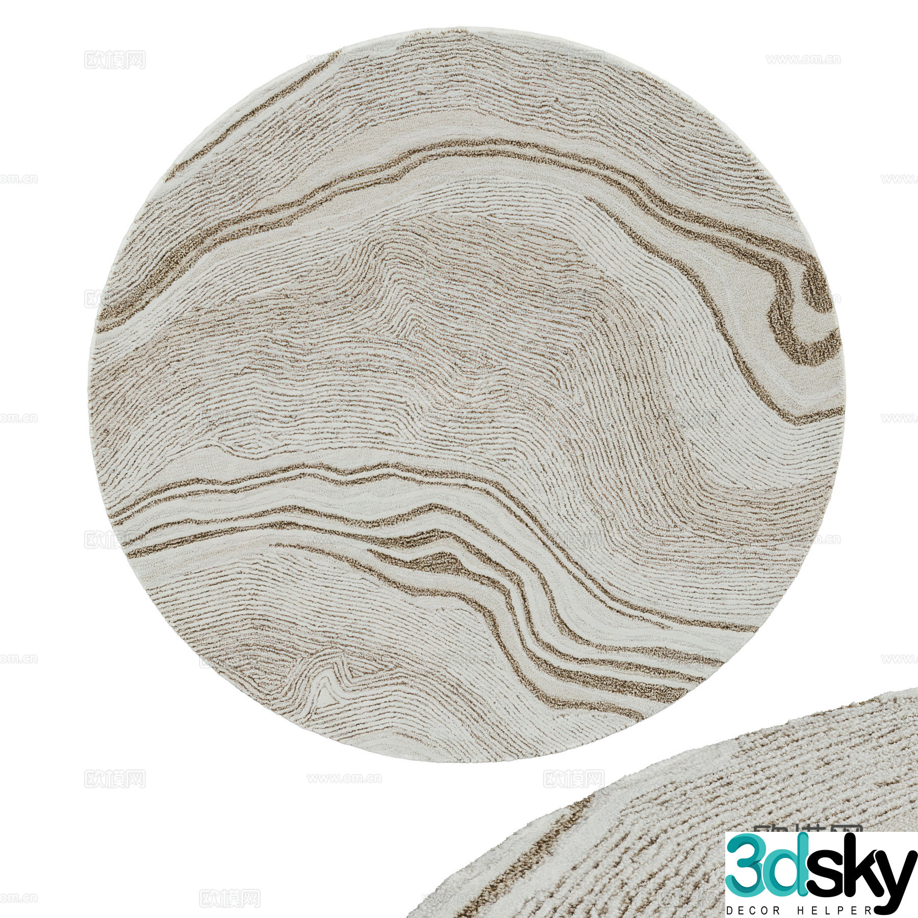 New Chinese round carpet 3D model
