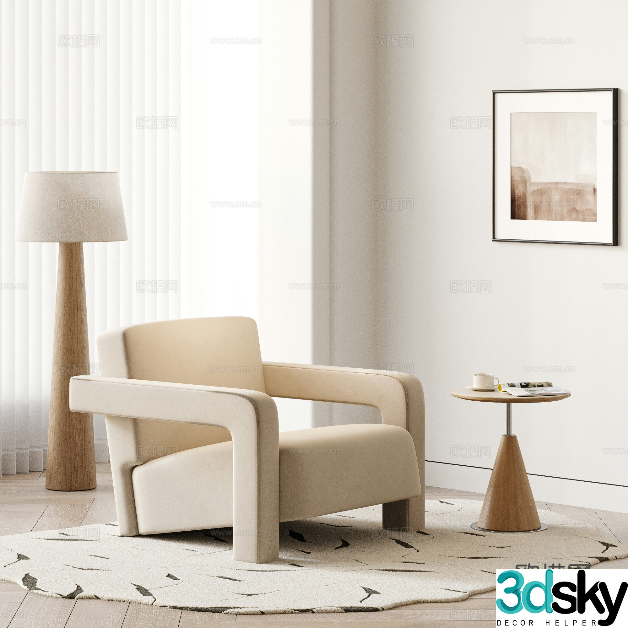 CASSINA modern single sofa 3d model