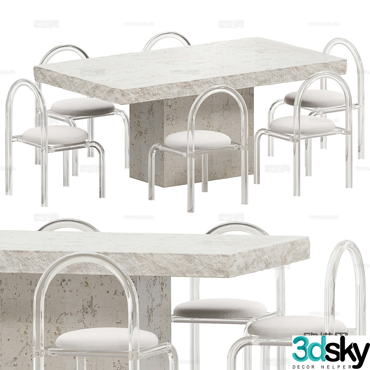 Modern Italian outdoor leisure table and chairs Dining table and chairs 3d model