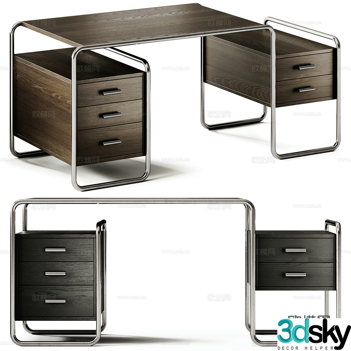 Modern Italian Thonet S 285 desk 3d model