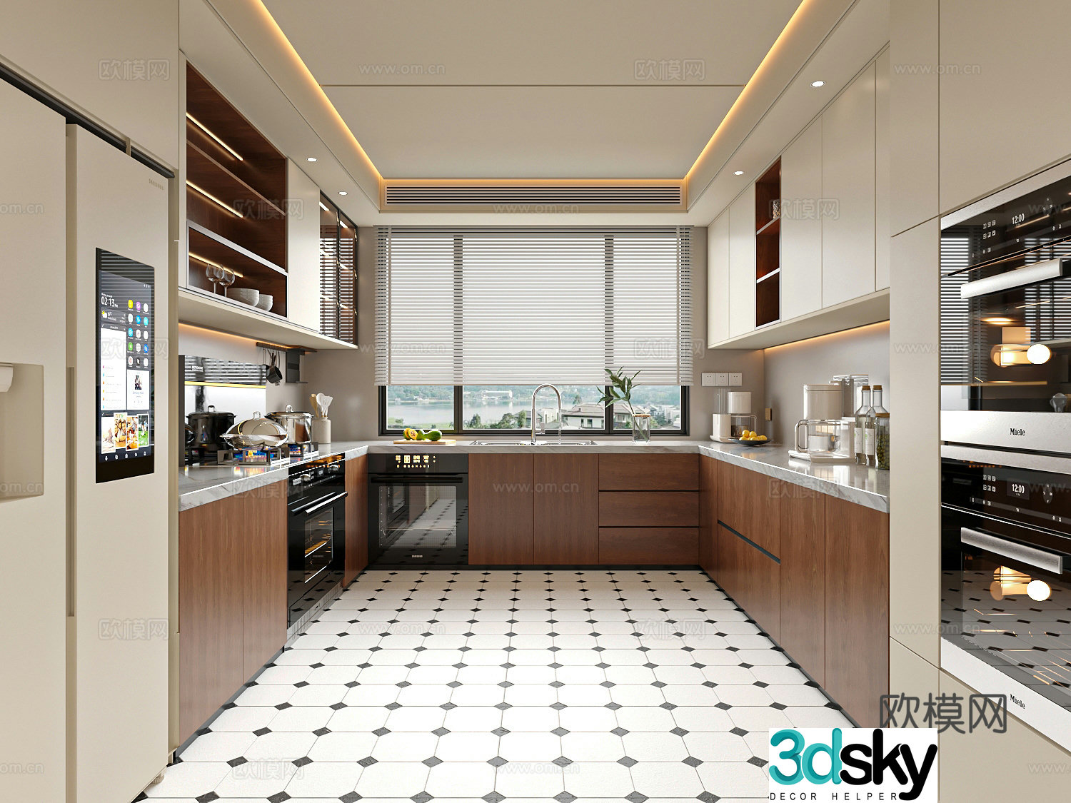 Modern medieval style kitchen enclosed kitchen kitchen ornaments kitchen utensils 3d model