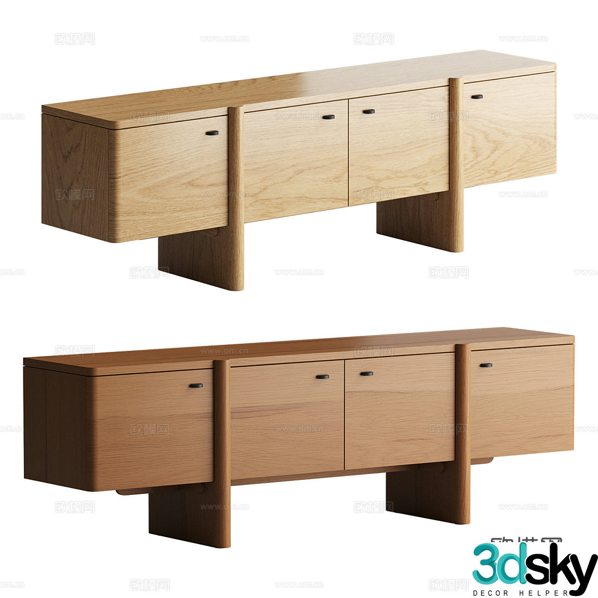 New Chinese style middle-aged Otto Media TV cabinet 3D model