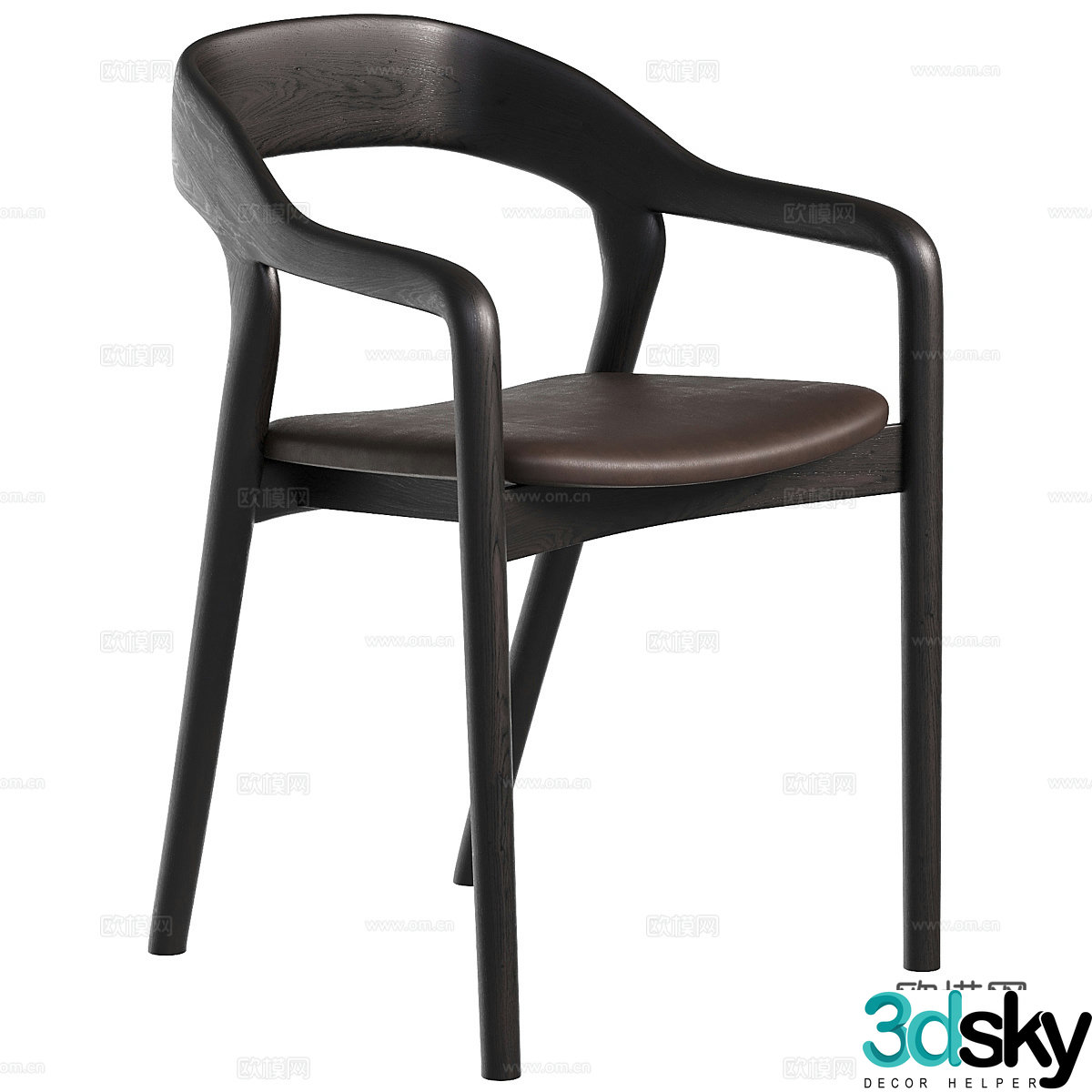 New Chinese style Amare dining chair 3D model
