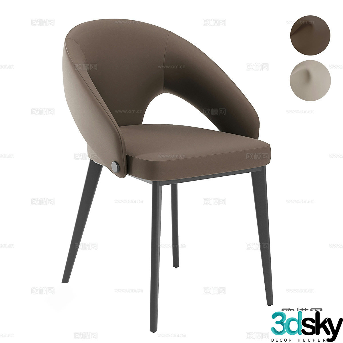 Modern single chair dining chair 3d model