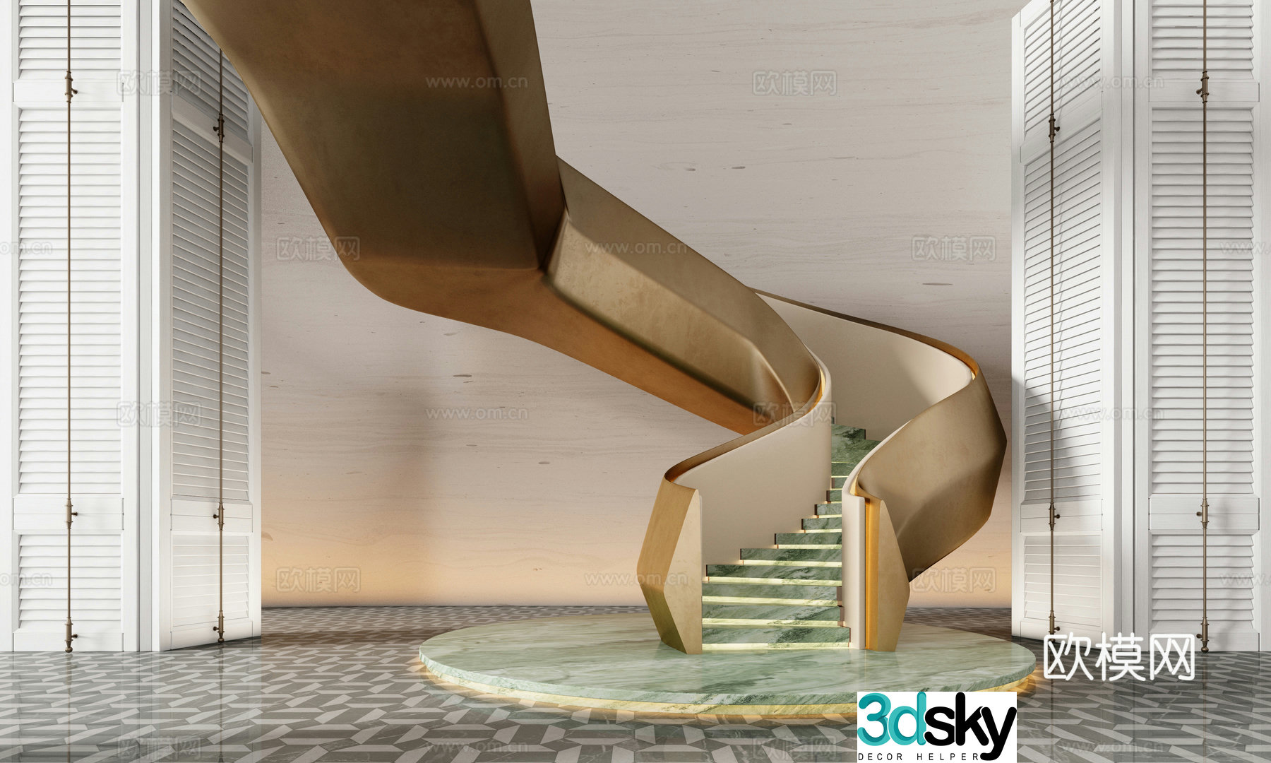 Stairs spiral stairs shapes corner stairs villa stairs 3D model