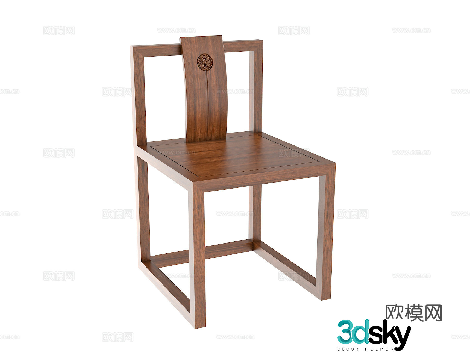 New Chinese style book chair 3d model