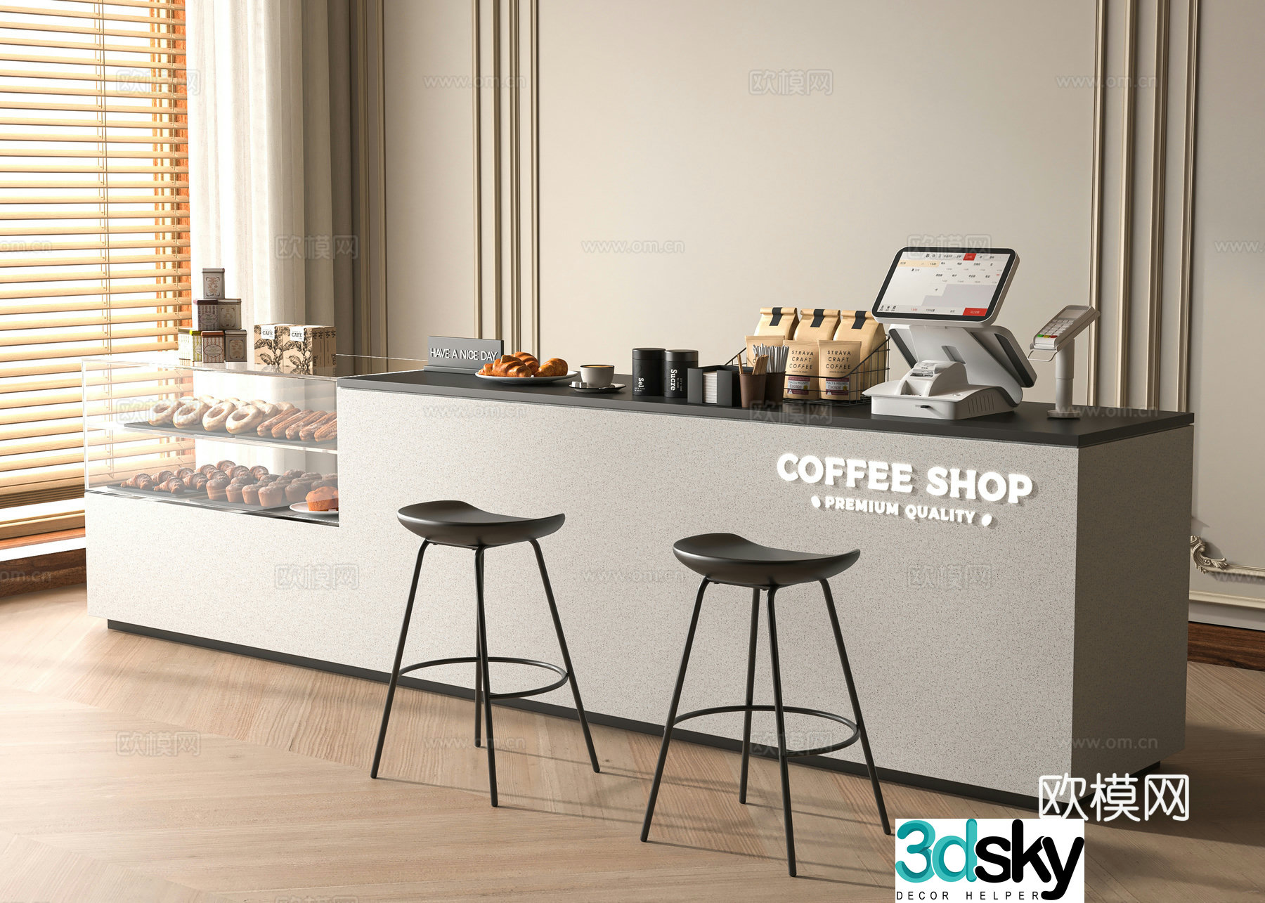 Modern cafe workbench 3d model