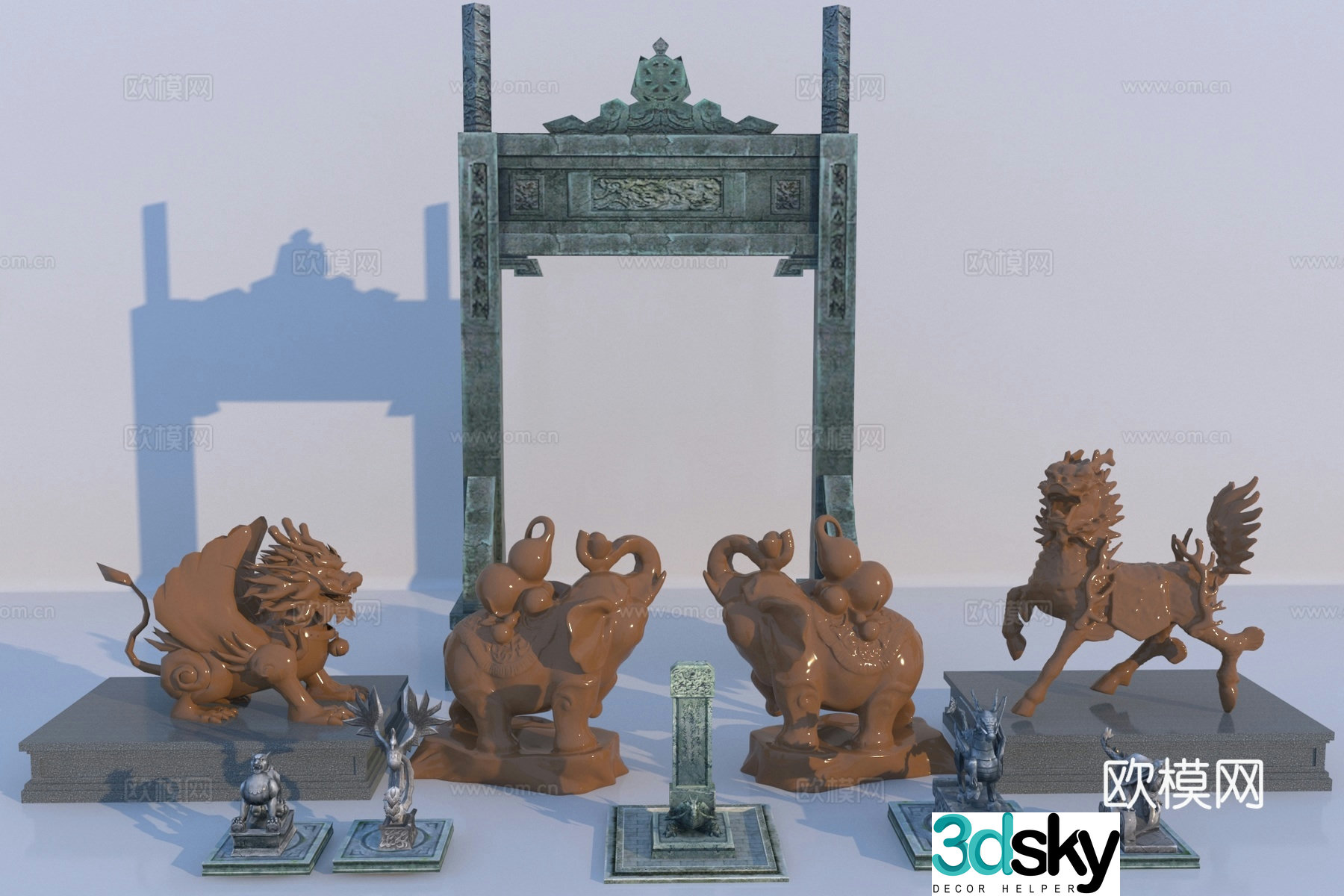 Chinese ancient mythical beast sculpture 3d model
