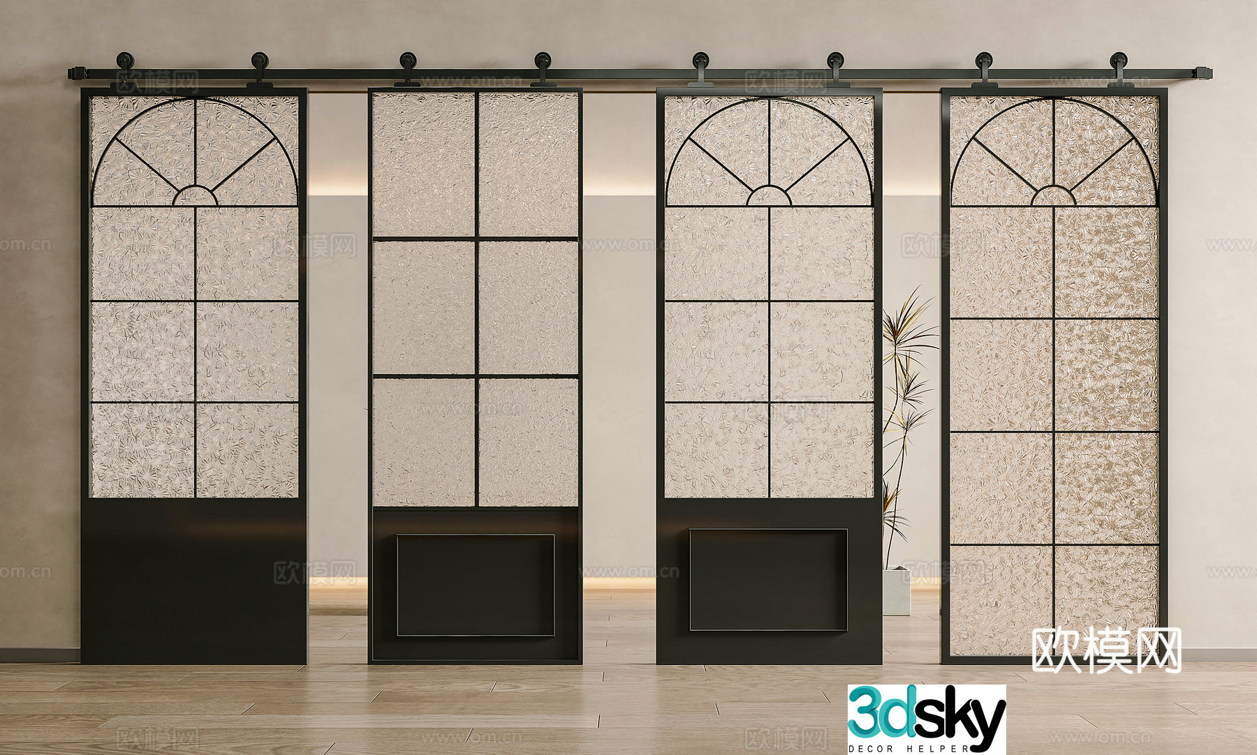 French medieval barn sliding door Barn door Glass door French carved glass door Sliding door 3d model