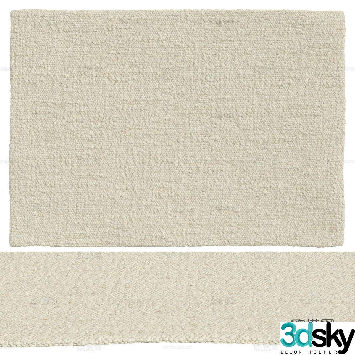 Modern cream style knitted wool carpet 3d model