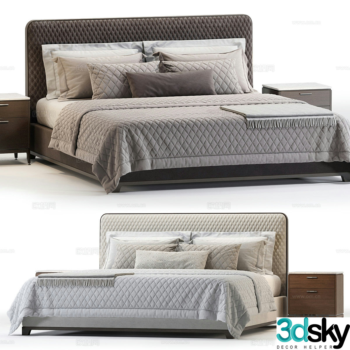 New Chinese style light luxury Alivar Bali double bed 3D model