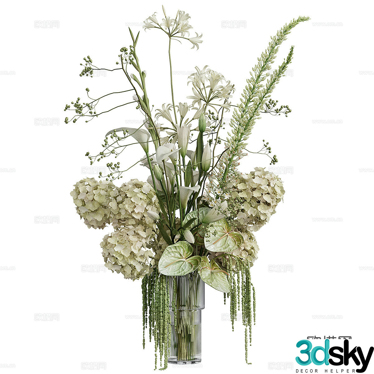 Modern vase flower art flower arrangement 3d model