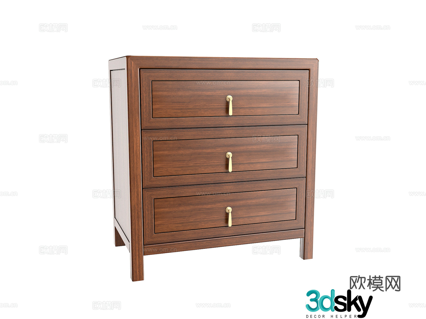 New Chinese style three chest of drawers 3D model