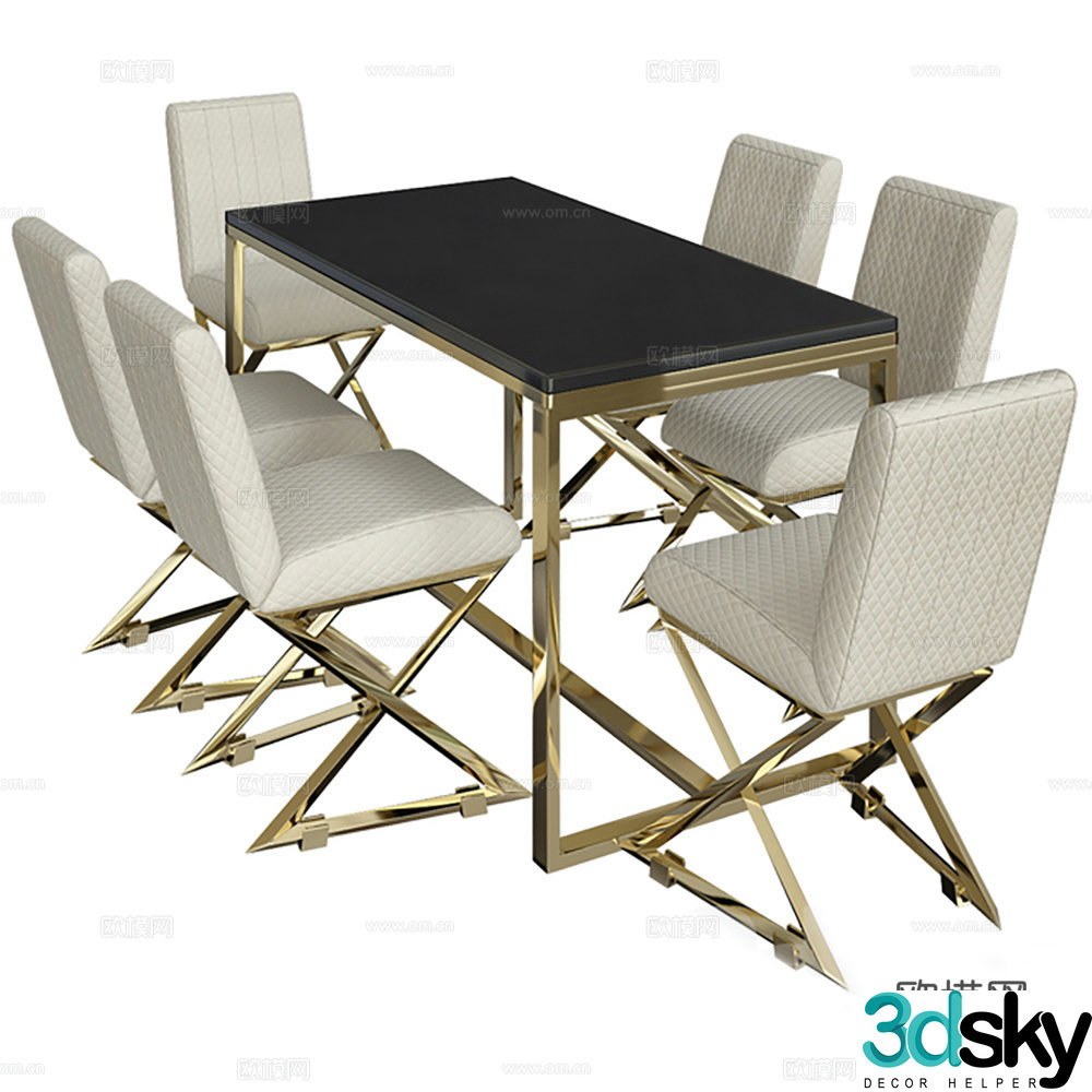 Table and chair combination Dining table and chair combination 3D model